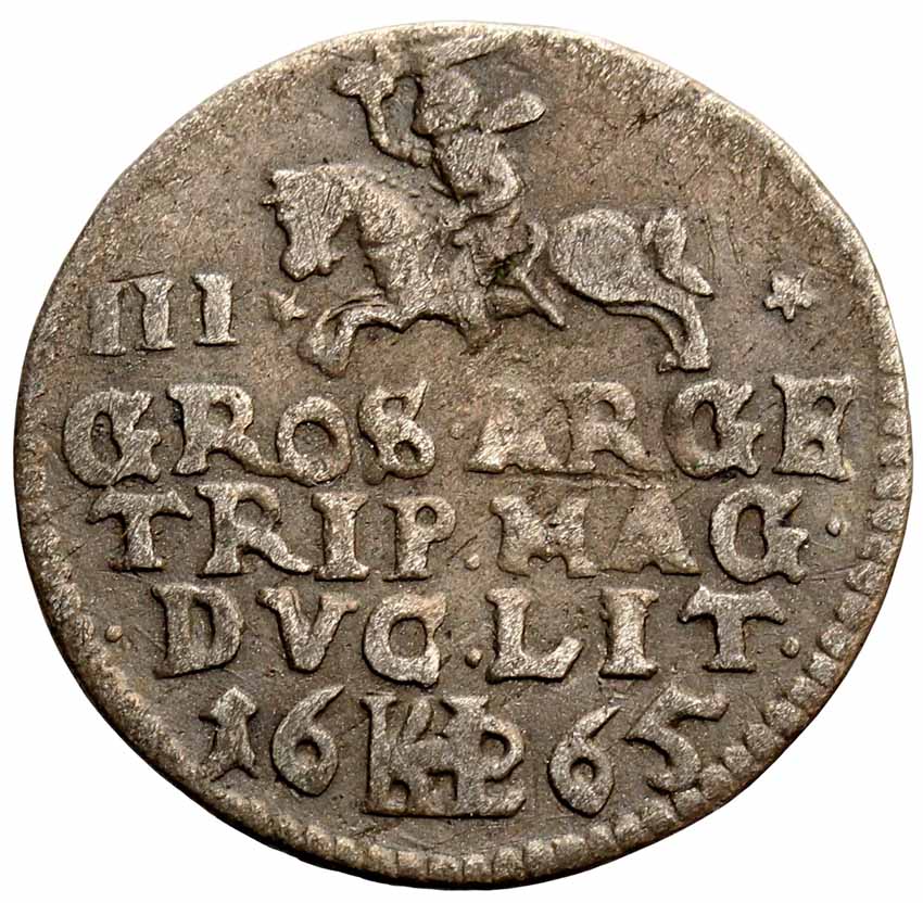 Jan ll Kazimierz. Trojak (3 grosze) 1665, Wilno